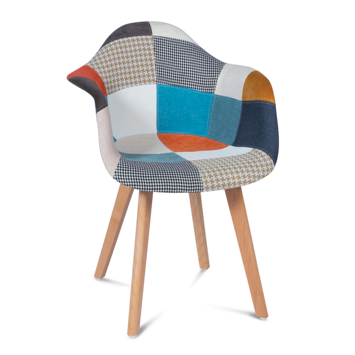 ID MARKET Lot de 2 chaises de salle à manger scandinaves, fauteuils de table SARA motifs patchworks multi-couleurs