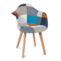 Voir la diapositive 3 : ID MARKET Lot de 2 chaises de salle à manger scandinaves, fauteuils de table SARA motifs patchworks multi-couleurs