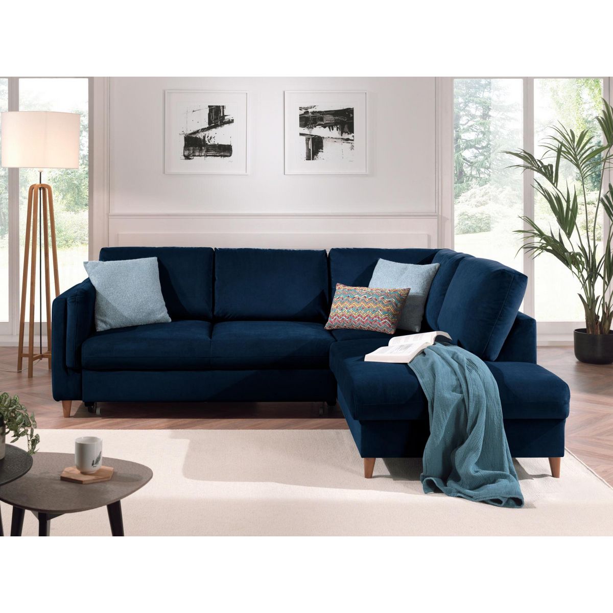 LISA DESIGN Brooke - canapé d'angle droit - convertible - 5 places - en velours