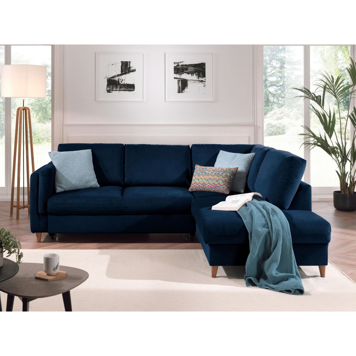 LISA DESIGN Brooke - canapé d'angle droit - convertible - 5 places - en velours