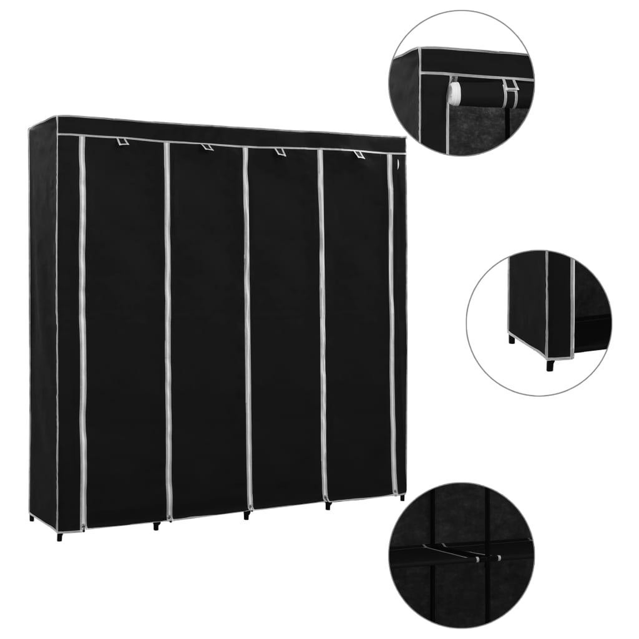Voir la diapositive 1 : VIDAXL Garde-robe avec 4 compartiments Noir 175x45x170 cm