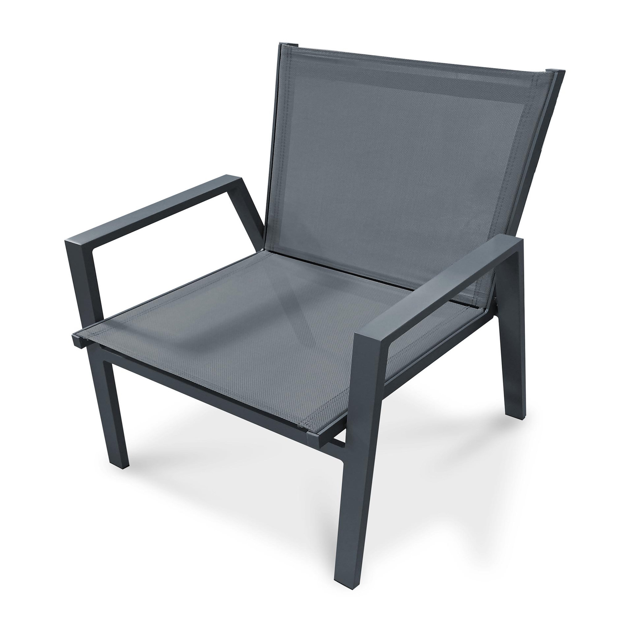 DCB GARDEN Fauteuil de jardin empilable en aluminium. Coloris disponibles : Gris, Blanc