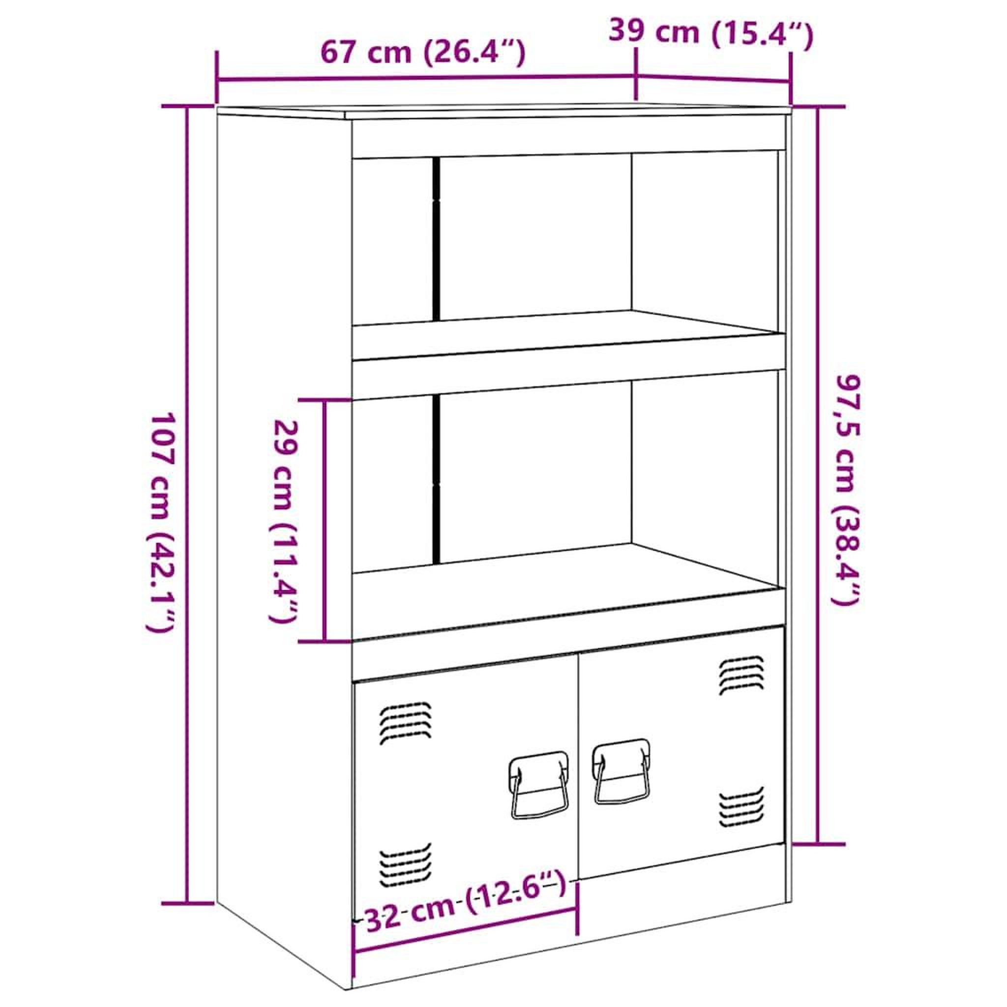 Voir la diapositive 6 : VIDAXL Buffet anthracite 67x39x107 cm acier