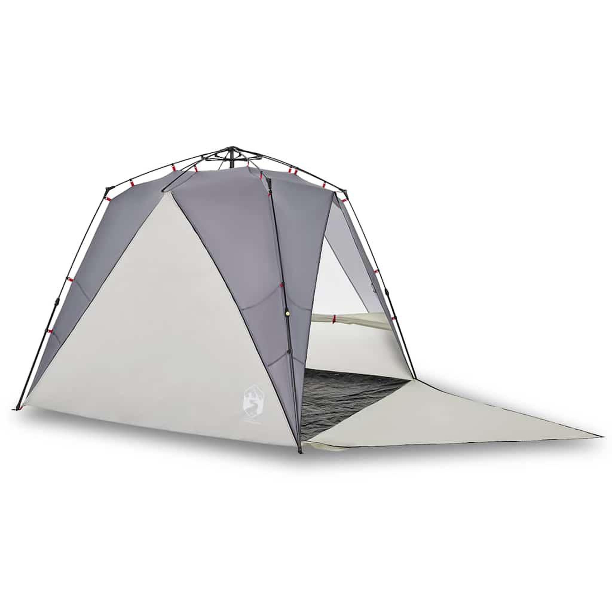 Voir la diapositive 2 : VIDAXL Tente de plage 4 personnes gris liberation rapide impermeable