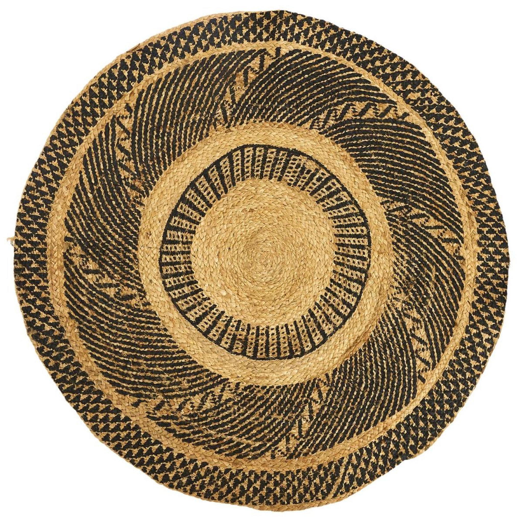 Voir la diapositive 1 : The Home Deco Factory Tapis rond déco en jute  imprimé  90cm noir