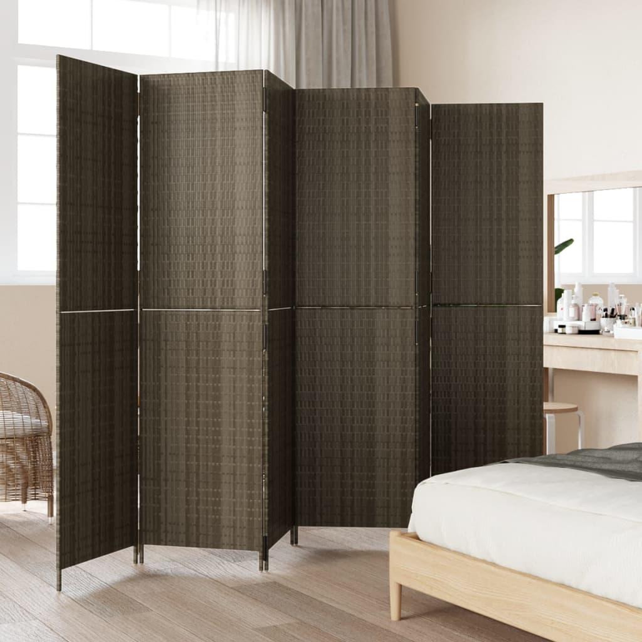 Voir la diapositive 3 : VIDAXL Cloison de separation 6 panneaux gris resine tressee