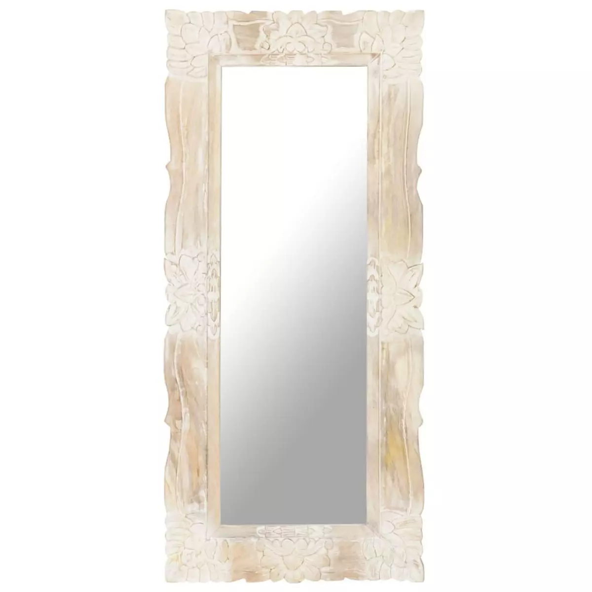 VIDAXL Miroir Blanc 110x50 cm Bois de manguier massif