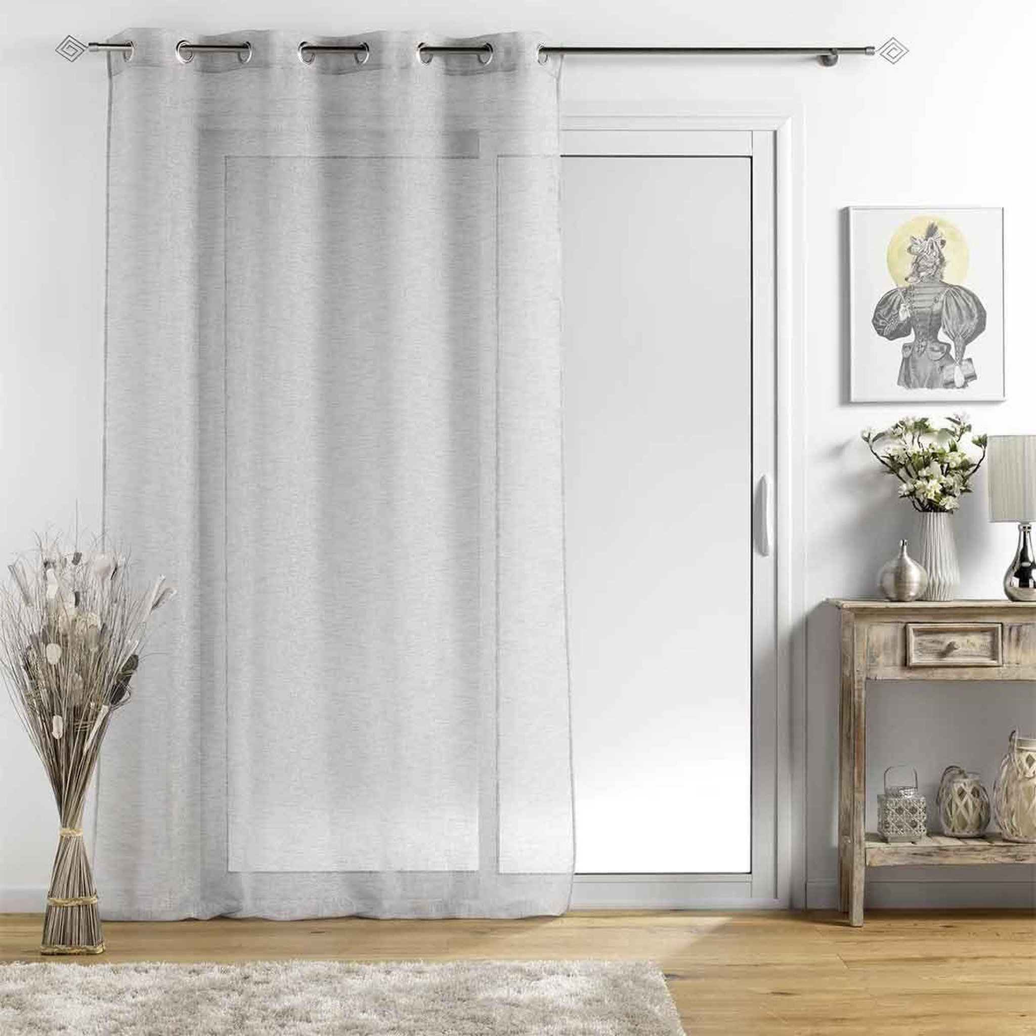Voir la diapositive 5 : Douceur d'Intérieur Rideau voilage à œillets  sunline  140x280cm gris & argent