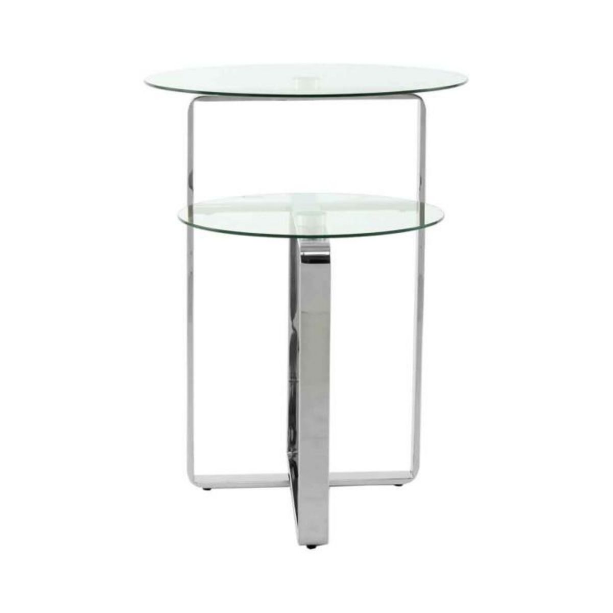 Paris Prix Table d'Appoint 2 Plateaux Design  Katris  60cm Argent
