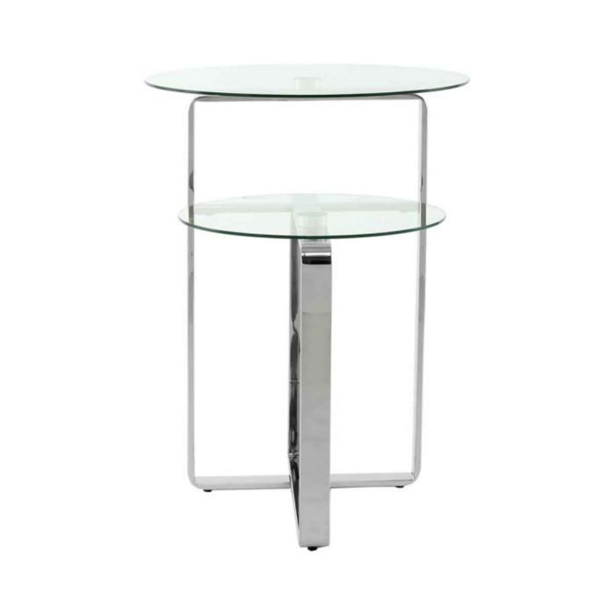 Paris Prix Table d'Appoint 2 Plateaux Design  Katris  60cm Argent