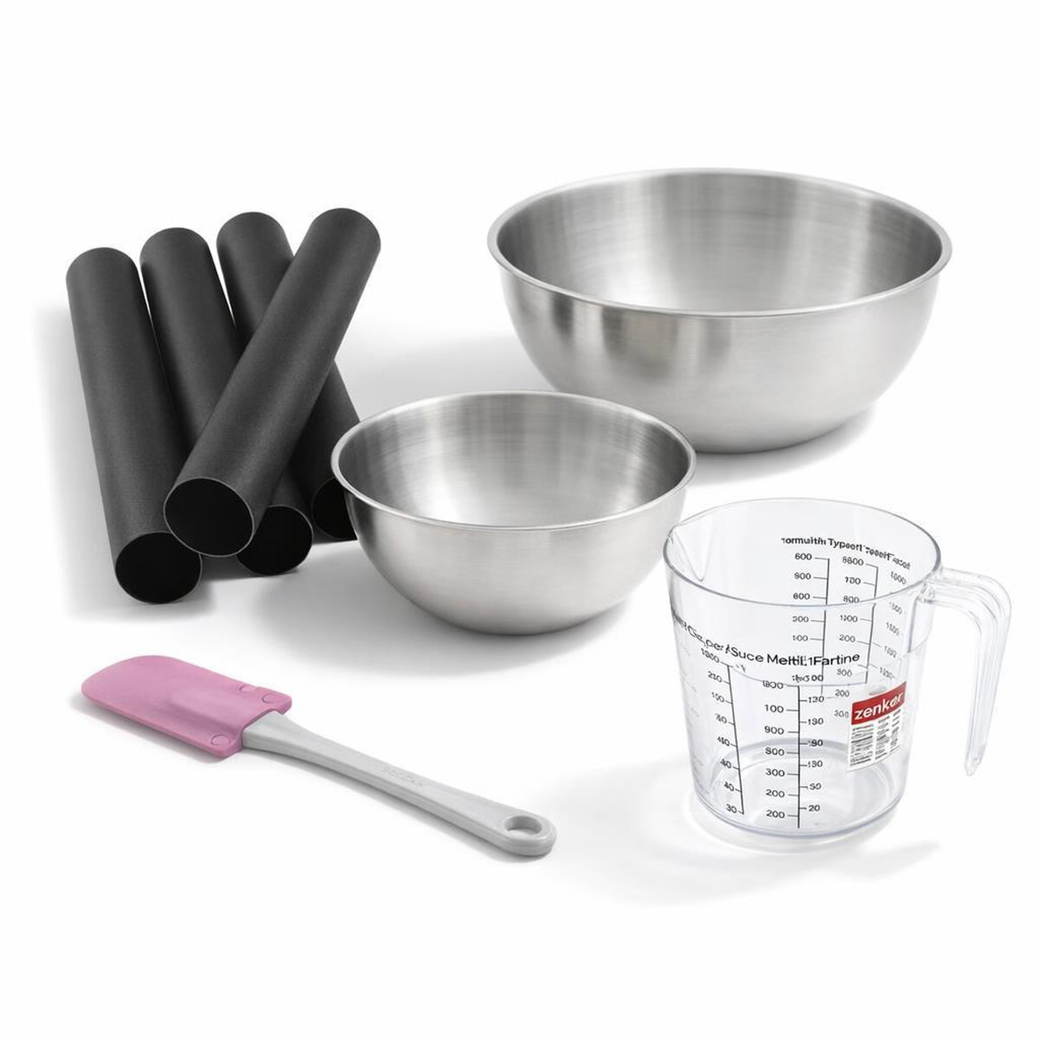ZENKER Set de 8 ustensiles de pâtisserie avec 4 moules à gâteaux 2 bols 1 spatule pâtisserie et 1 verre doseur zenker smart pastry