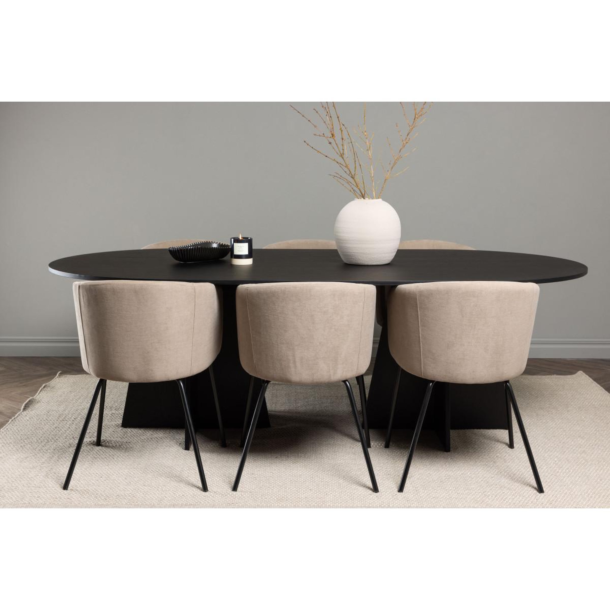 Voir la diapositive 6 : Paris Prix Ensemble table à manger & 6 chaises  bootcut & berit  230cm noir & beige