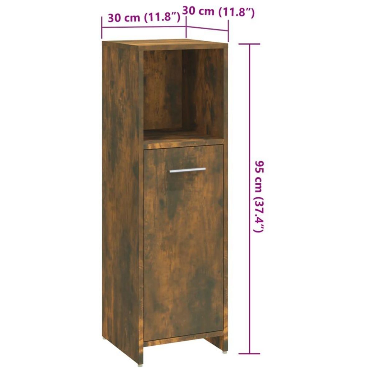 VIDAXL Armoire de bain Chene fume 30x30x95 cm Bois d'ingenierie