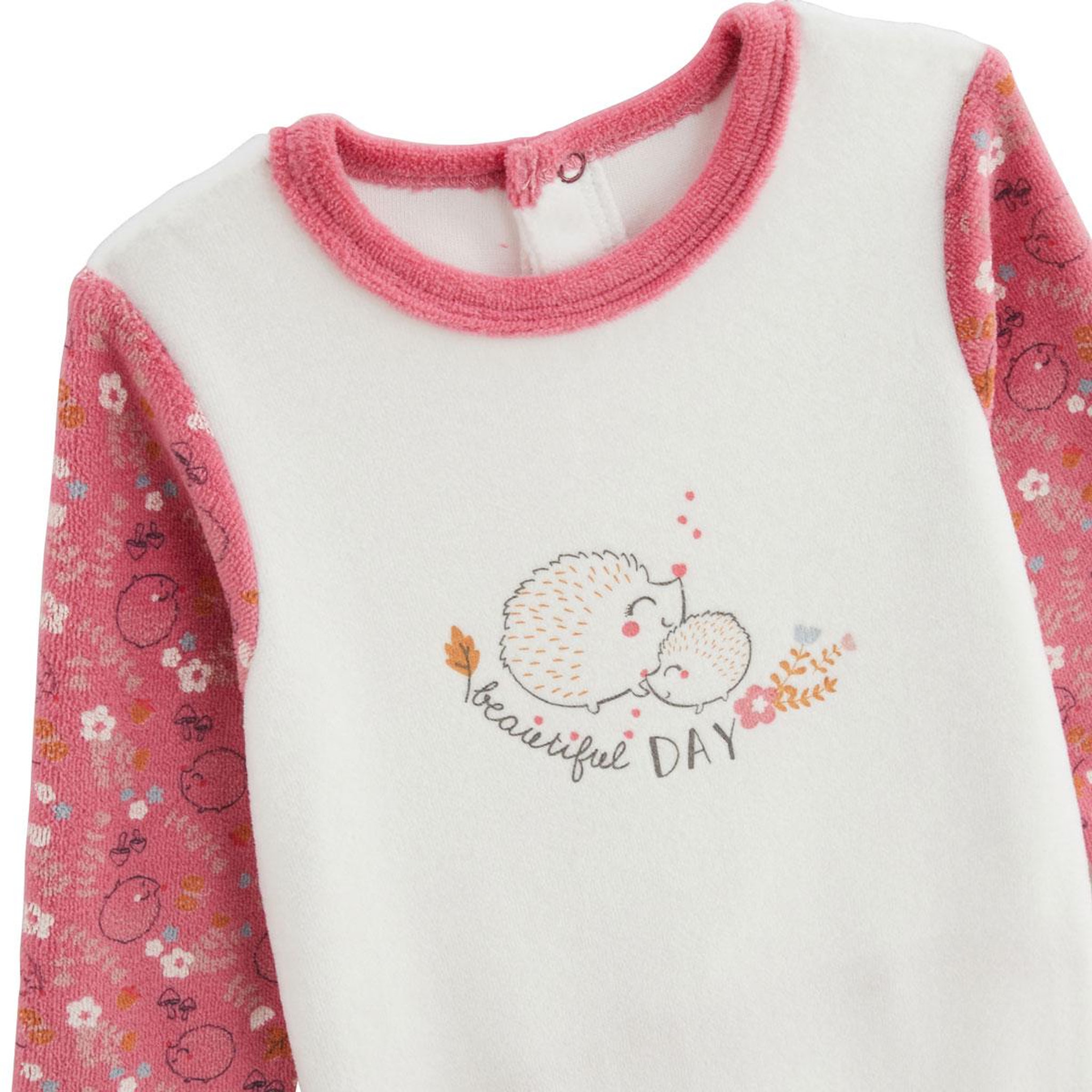 Voir la diapositive 3 : Petit Béguin Pyjama bébé en velours Happy Days