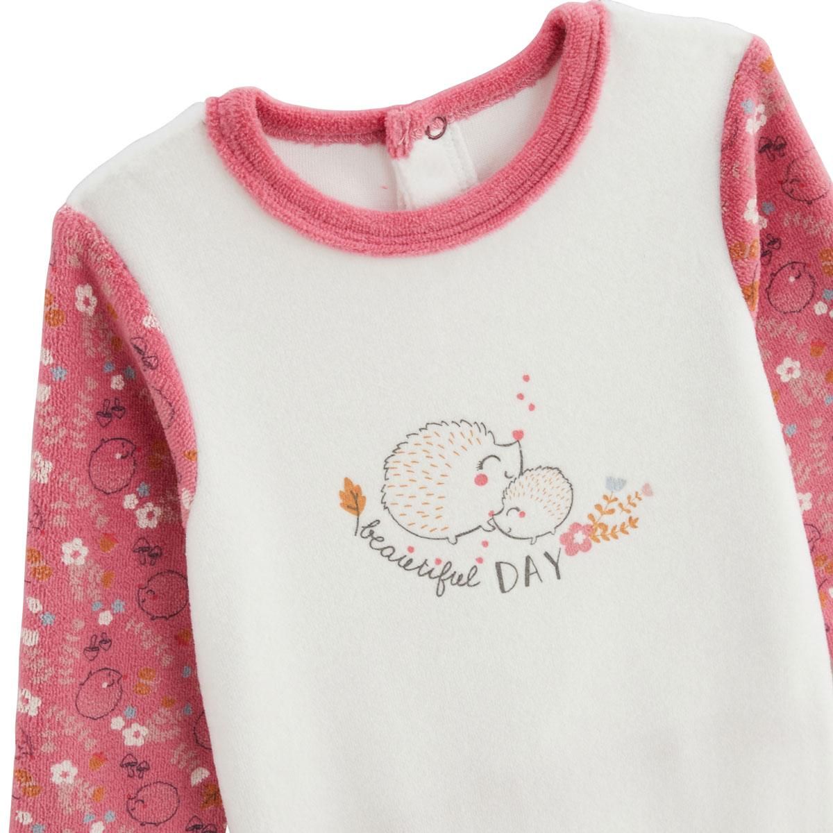 Petit Béguin Pyjama bébé en velours Happy Days