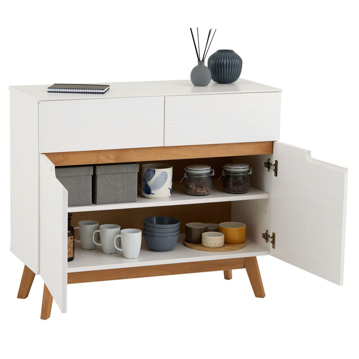 IDIMEX Buffet TIBOR, 2 tiroirs et 2 portes