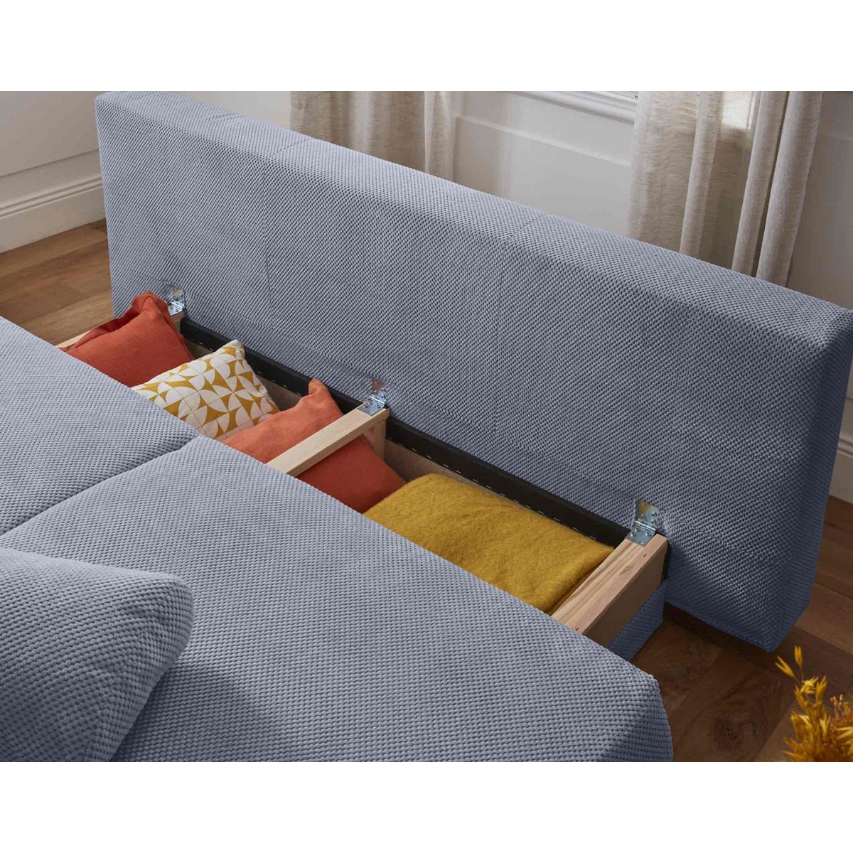 BEST MOBILIER Cristal - canapé 3 places - convertible avec coffre - en velours texturé