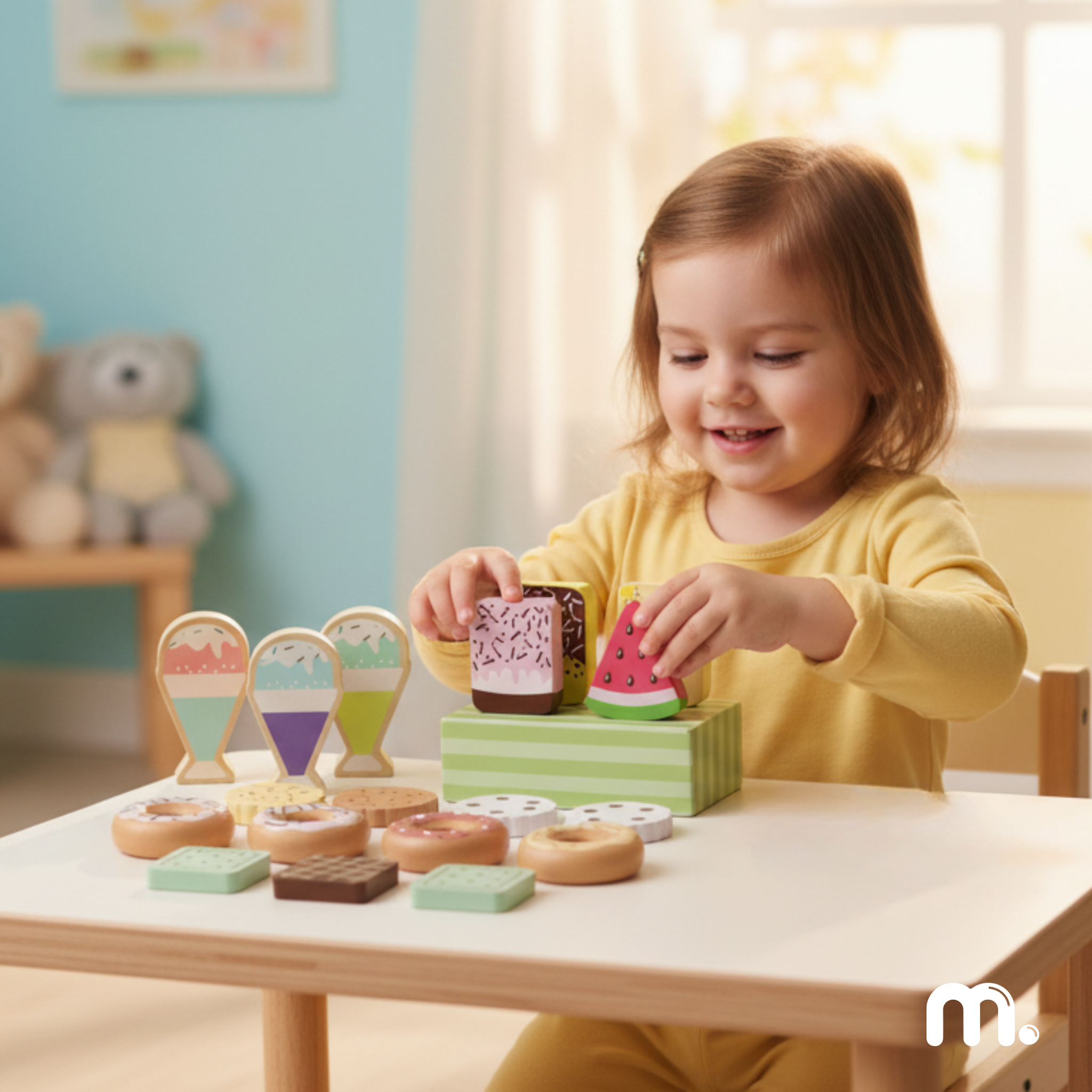 Voir la diapositive 5 : MAMABRUM Dinette Bois Enfant Mamabrum Bonbons Pâtisseries Confiserie 19 Pcs 3 Ans+