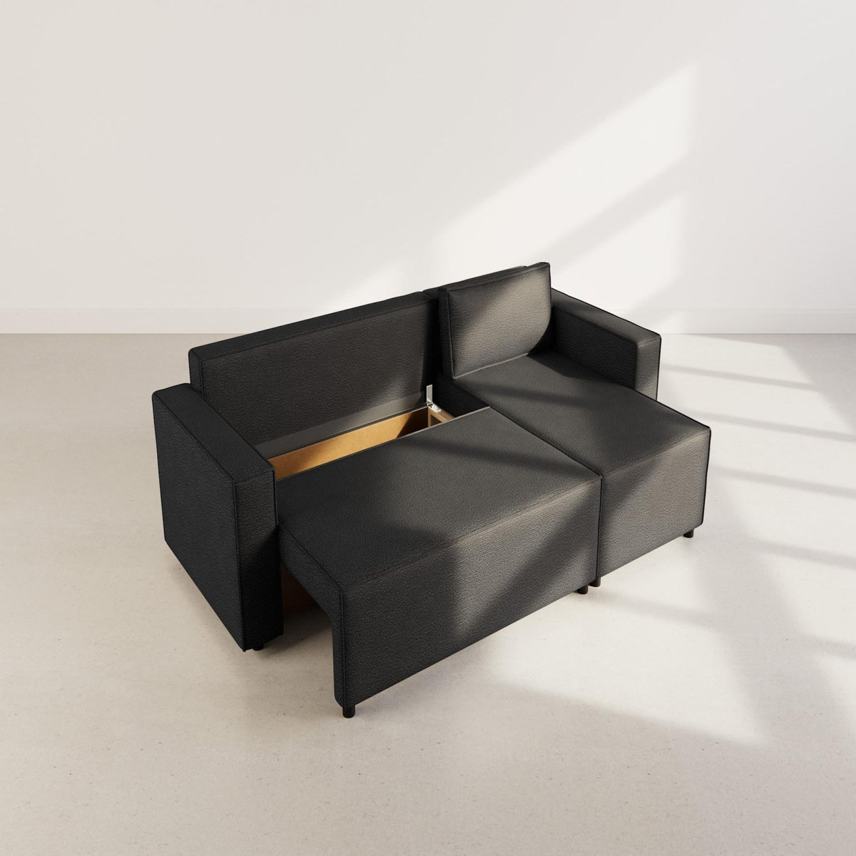 BEST MOBILIER Jonas - canapé d'angle réversible 4 places convertible avec coffre en tissu texturé