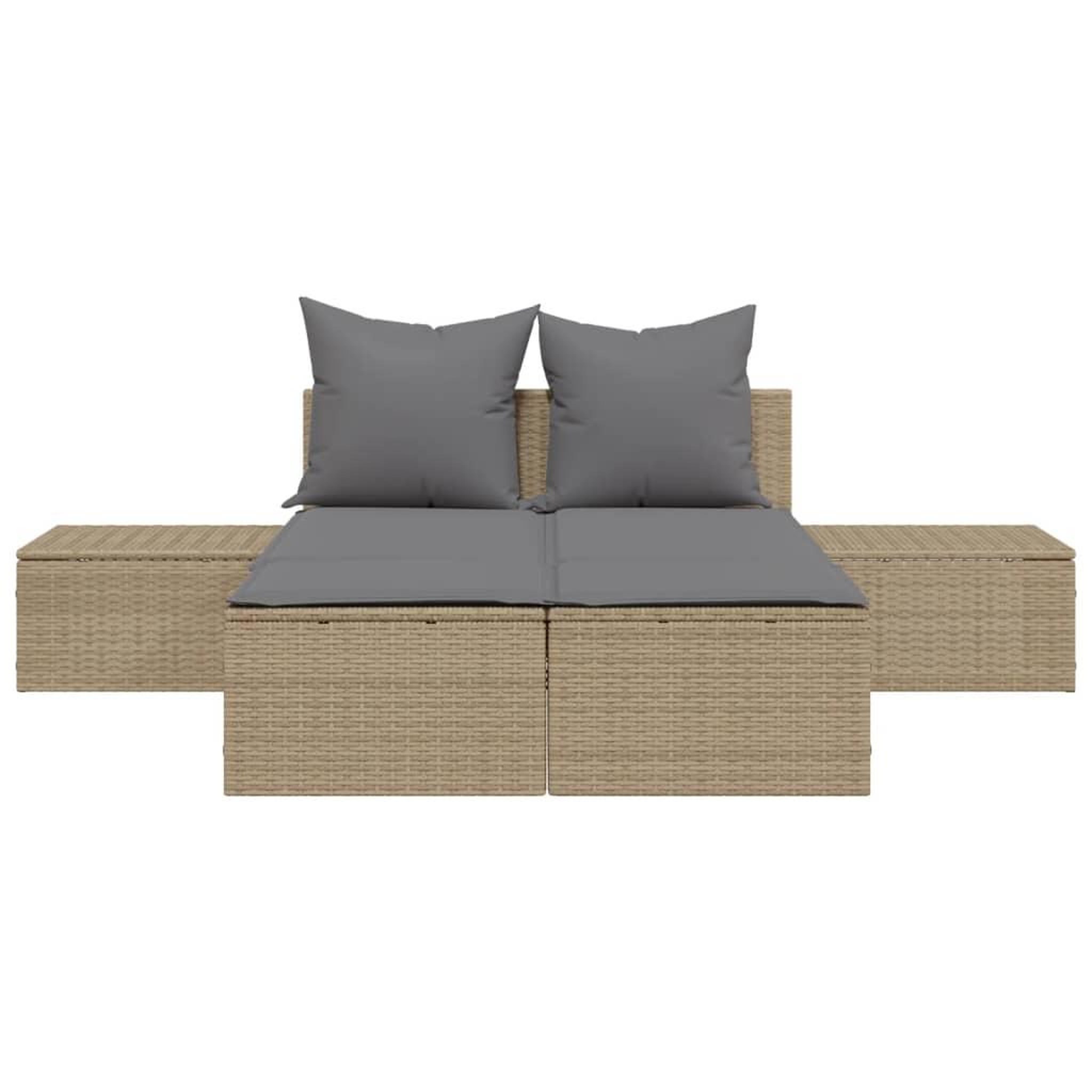 Voir la diapositive 4 : VIDAXL Chaise longue double avec coussins beige resine tressee