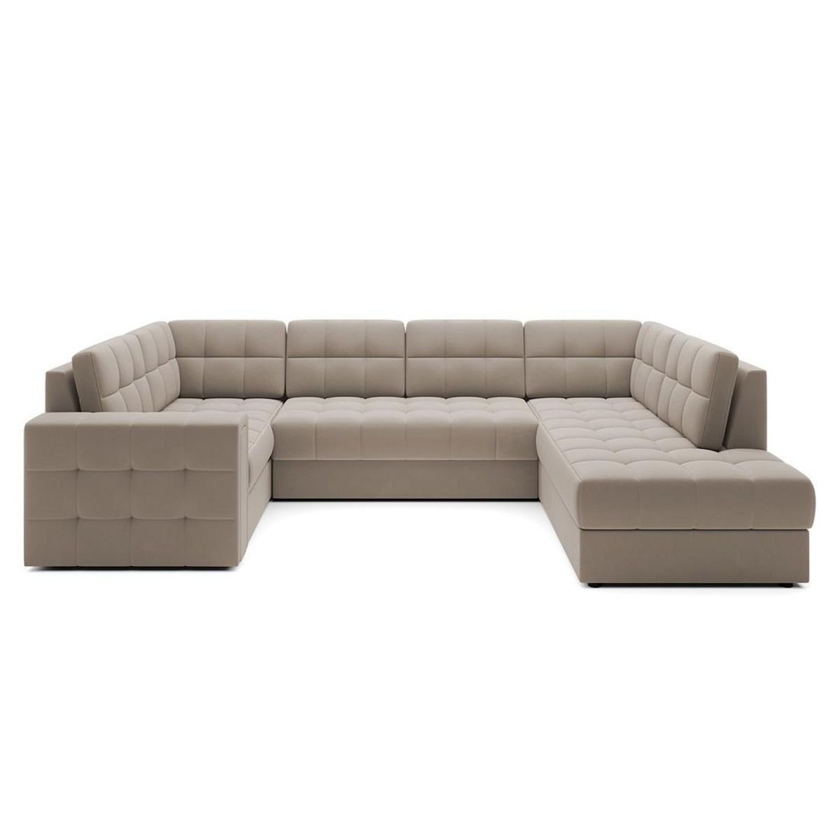 BEST MOBILIER Nappa - canapé panoramique d'angle gauche 7 places convertible avec coffre en velours