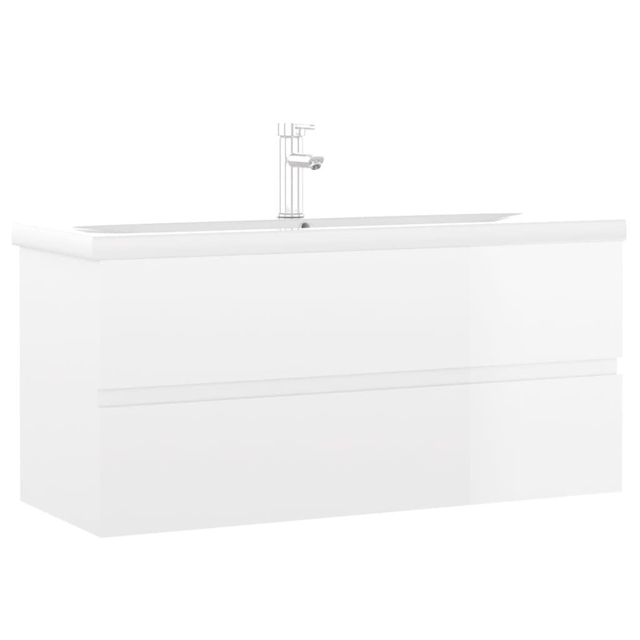 Voir la diapositive 2 : VIDAXL Armoire d'evier lavabo integre blanc brillant bois d'ingenierie