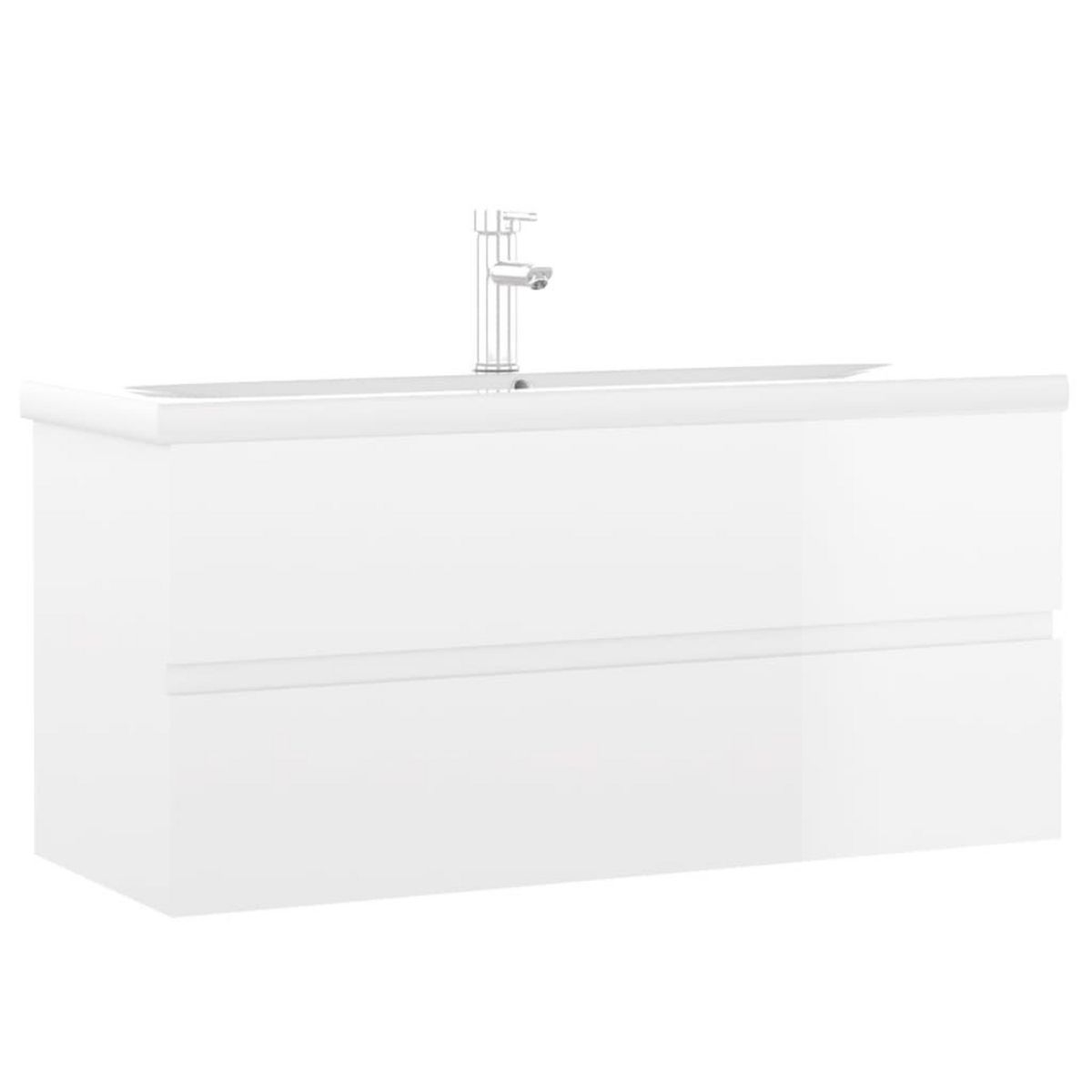 VIDAXL Armoire d'evier lavabo integre blanc brillant bois d'ingenierie