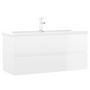 Voir la diapositive 2 : VIDAXL Armoire d'evier lavabo integre blanc brillant bois d'ingenierie