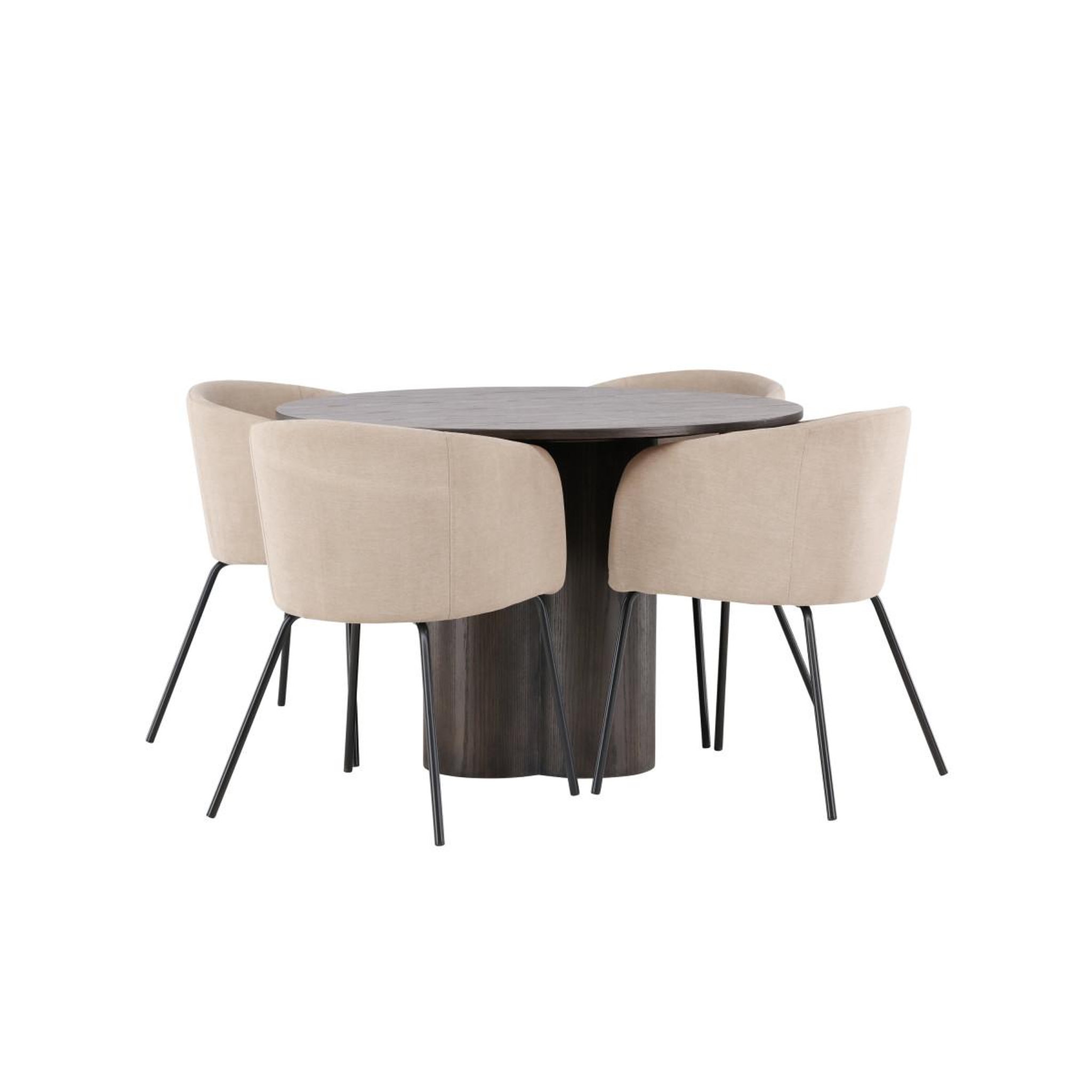 Voir la diapositive 3 : Paris Prix Ensemble table à manger & 4 chaises  olivia & berit  110cm moka & beige
