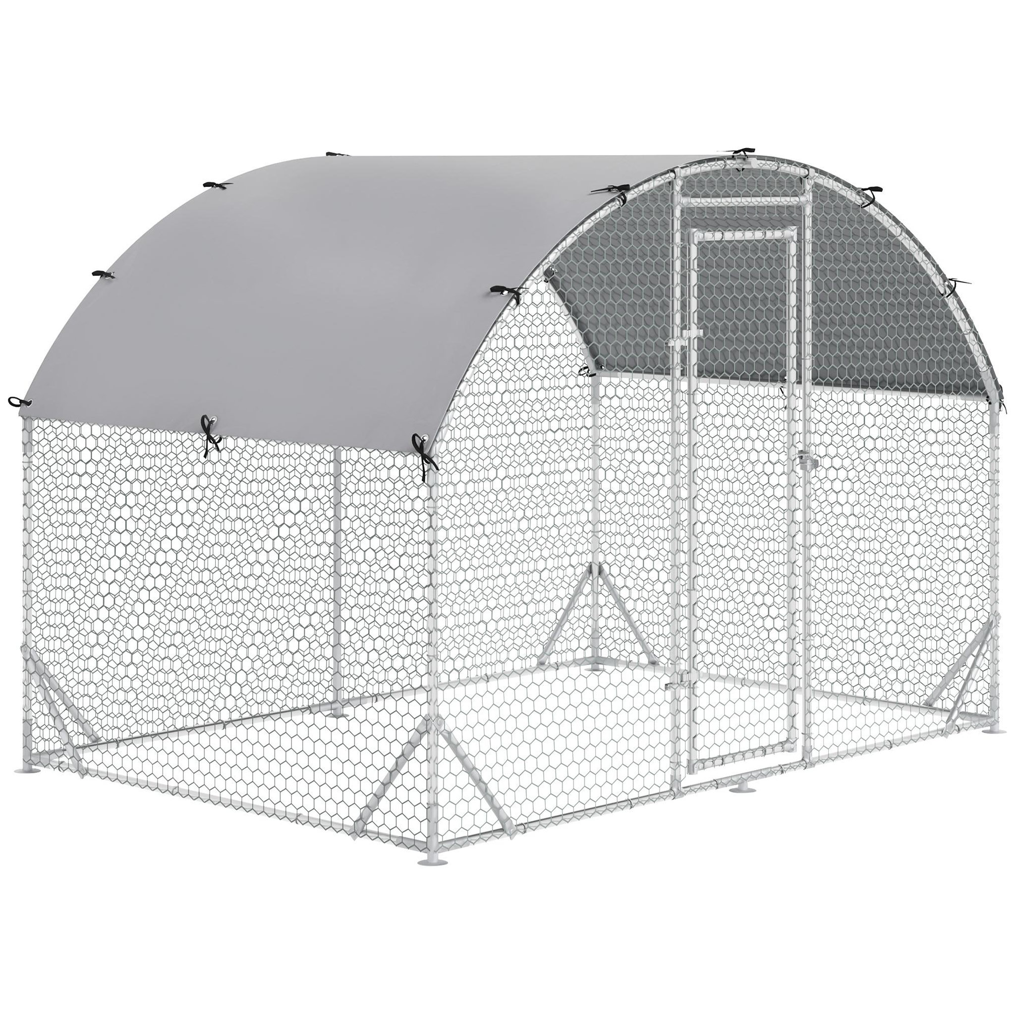 Voir la diapositive 1 : PAWHUT Enclos poulailler chenil couvert 5,32 m² - parc grillagé dim. 2,8L x 1,9l x 1,97H m - acier galvanisé