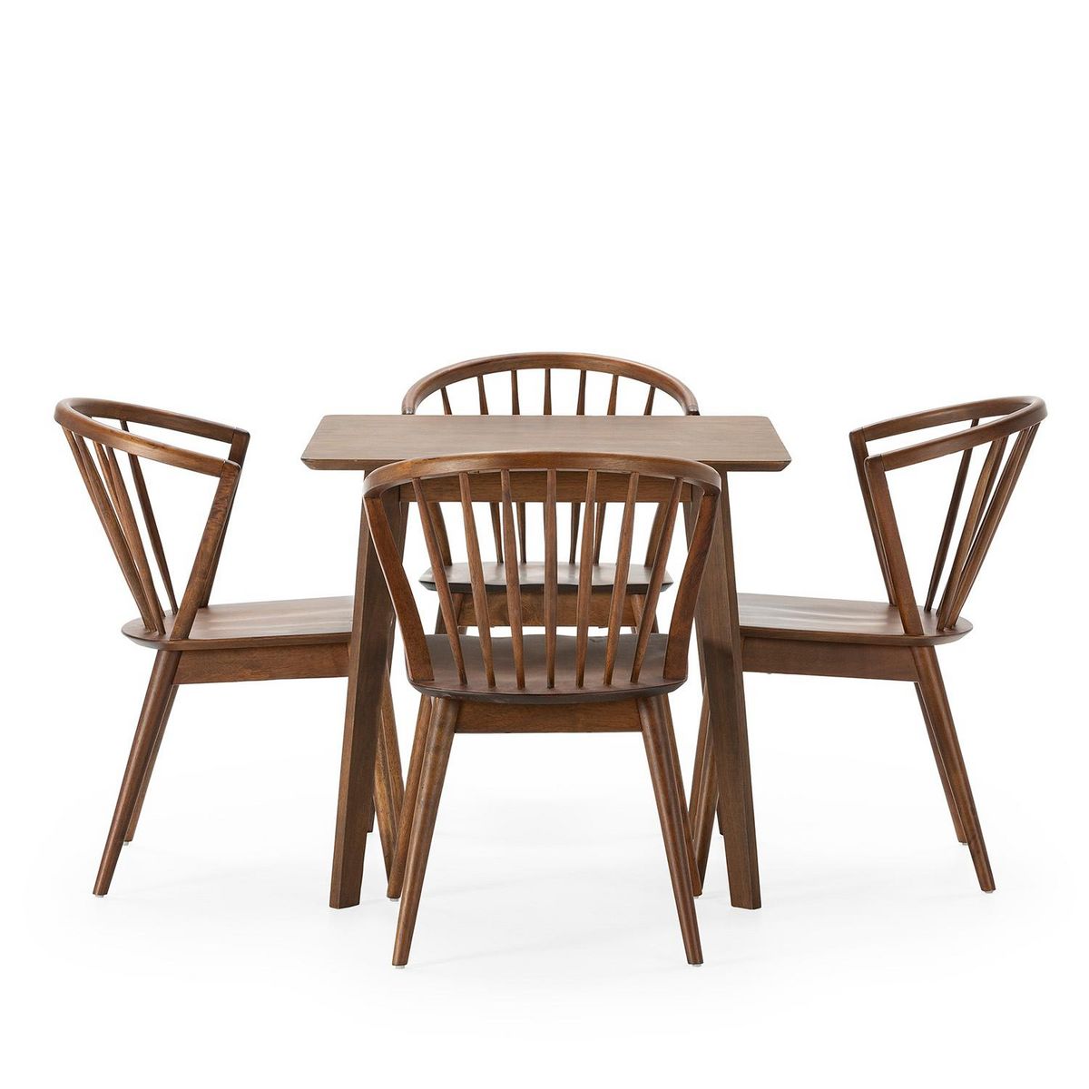 VS VENTA-STOCK Ensemble table 80x80 cm et 4 chaises de salle à manger Mura Noyer