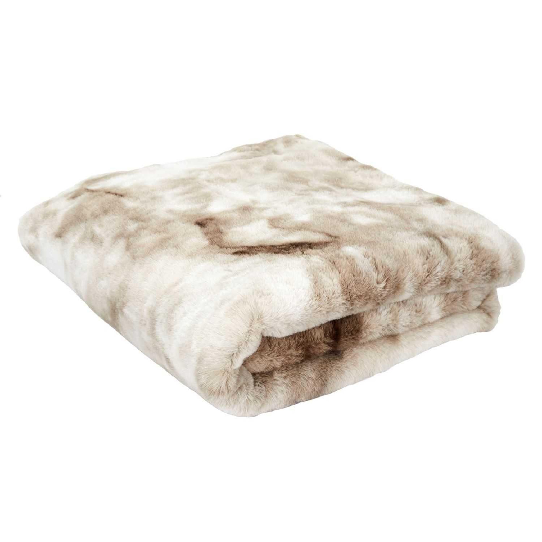 TOILINUX Plaid imitation fourrure opulence - 200x140cm - marron et beige