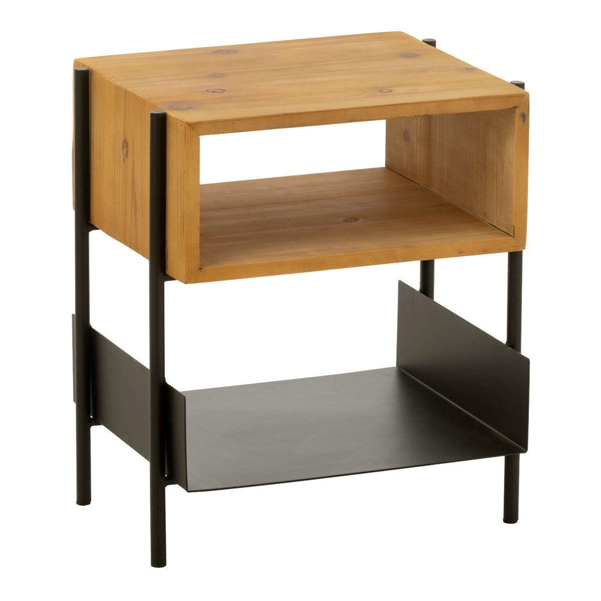 Voir la diapositive 1 : J-LINE Table de Chevet en Bois  Tina  48cm Noir & Naturel