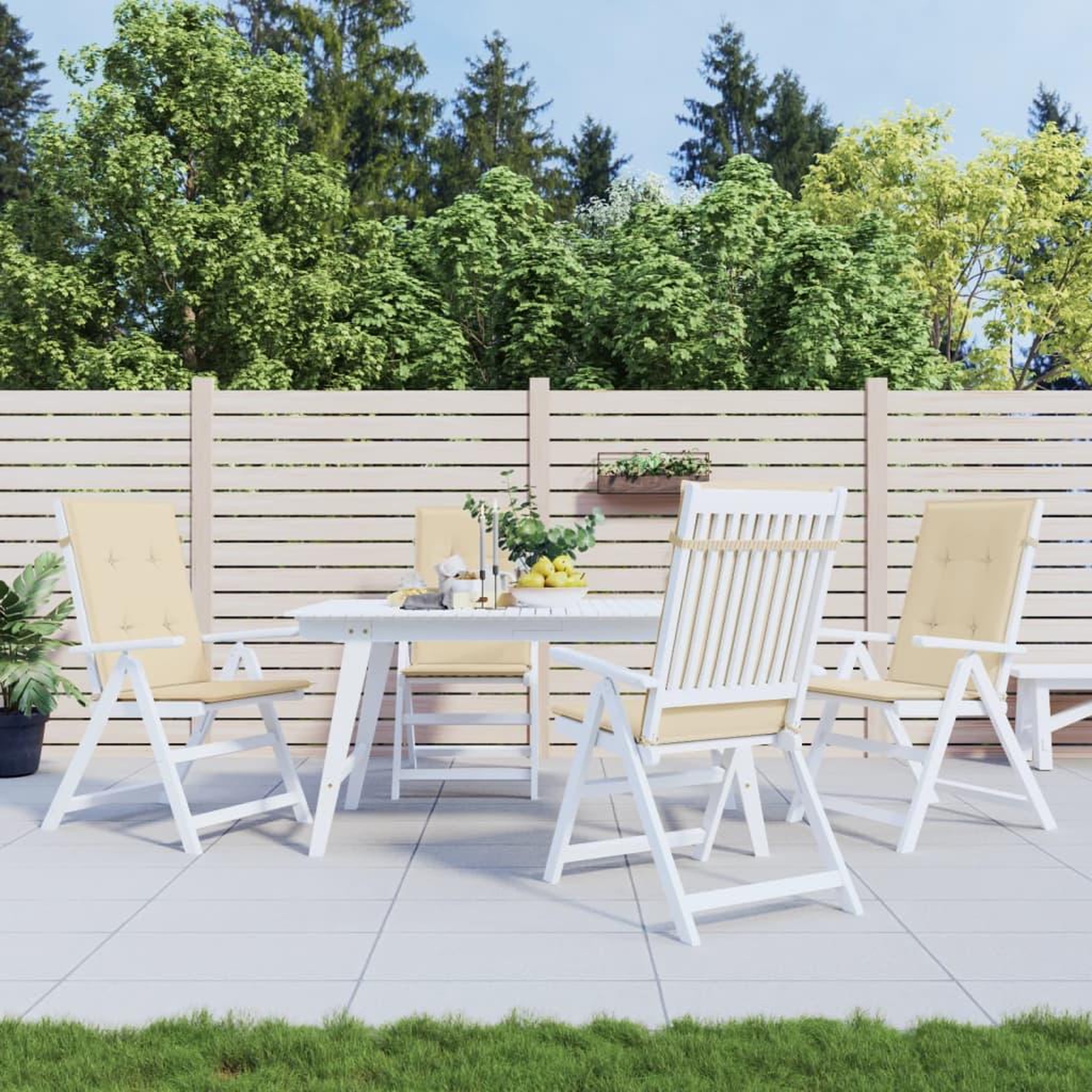 Voir la diapositive 1 : VIDAXL Coussins de chaise de jardin dossier haut lot de 4 beige tissu