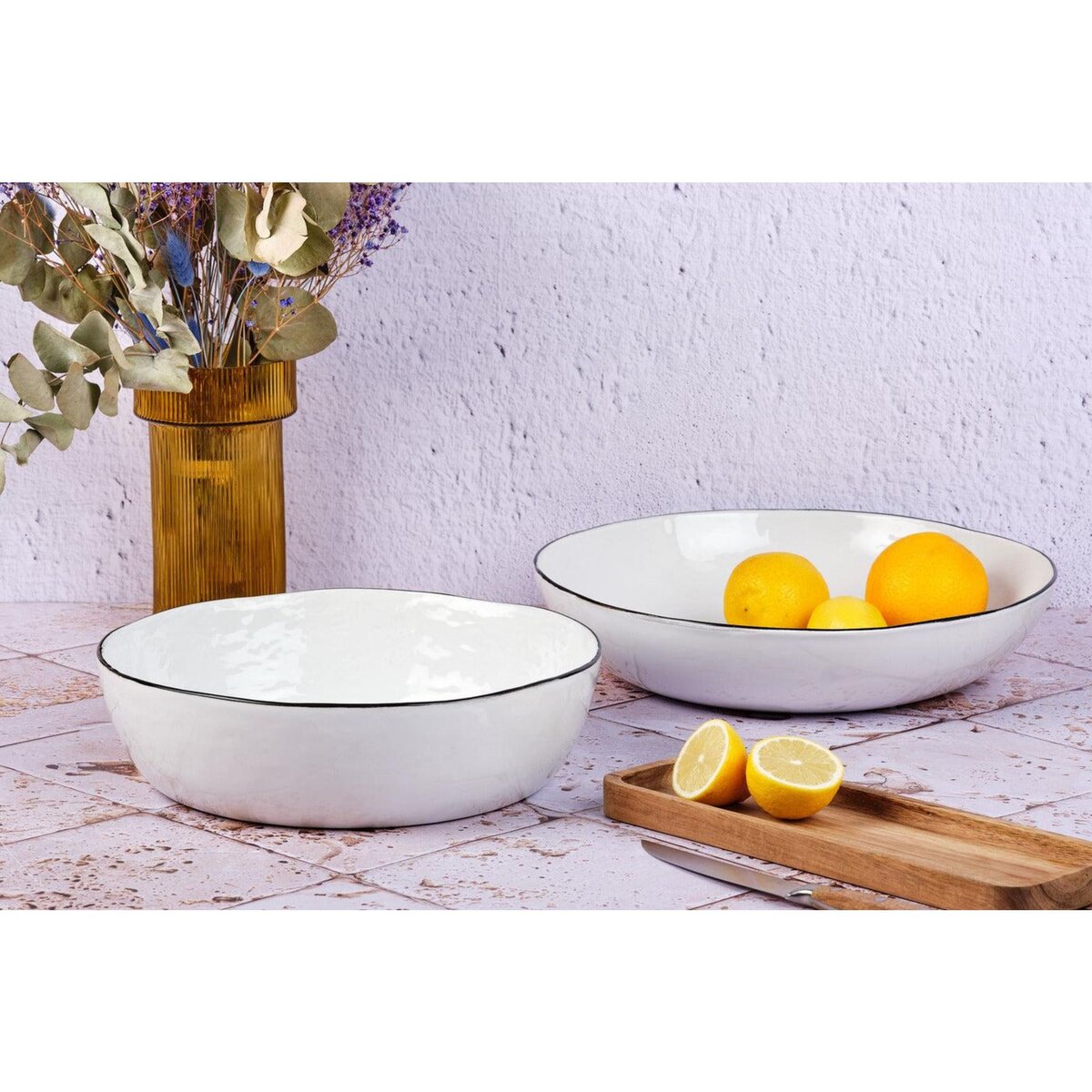 BJORN Corbeille à fruit PURE Ø29cm et Ø33,5cm - 2 pièces - Blanc Neige