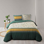 Paris Prix Parure de Lit 3 Pièces  Fleurine  260x240cm Vert