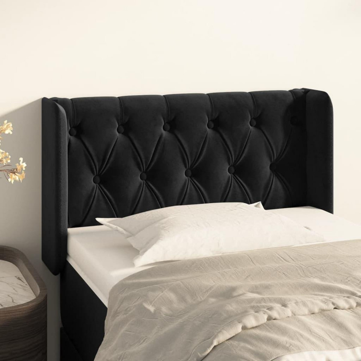 VIDAXL Tete de lit avec oreilles Noir 83x16x78/88 cm Velours