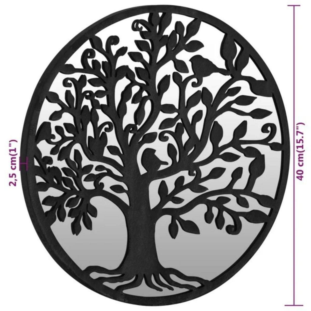 VIDAXL Miroir Noir 40x2,5 cm Fer pour utilisation a l'interieur