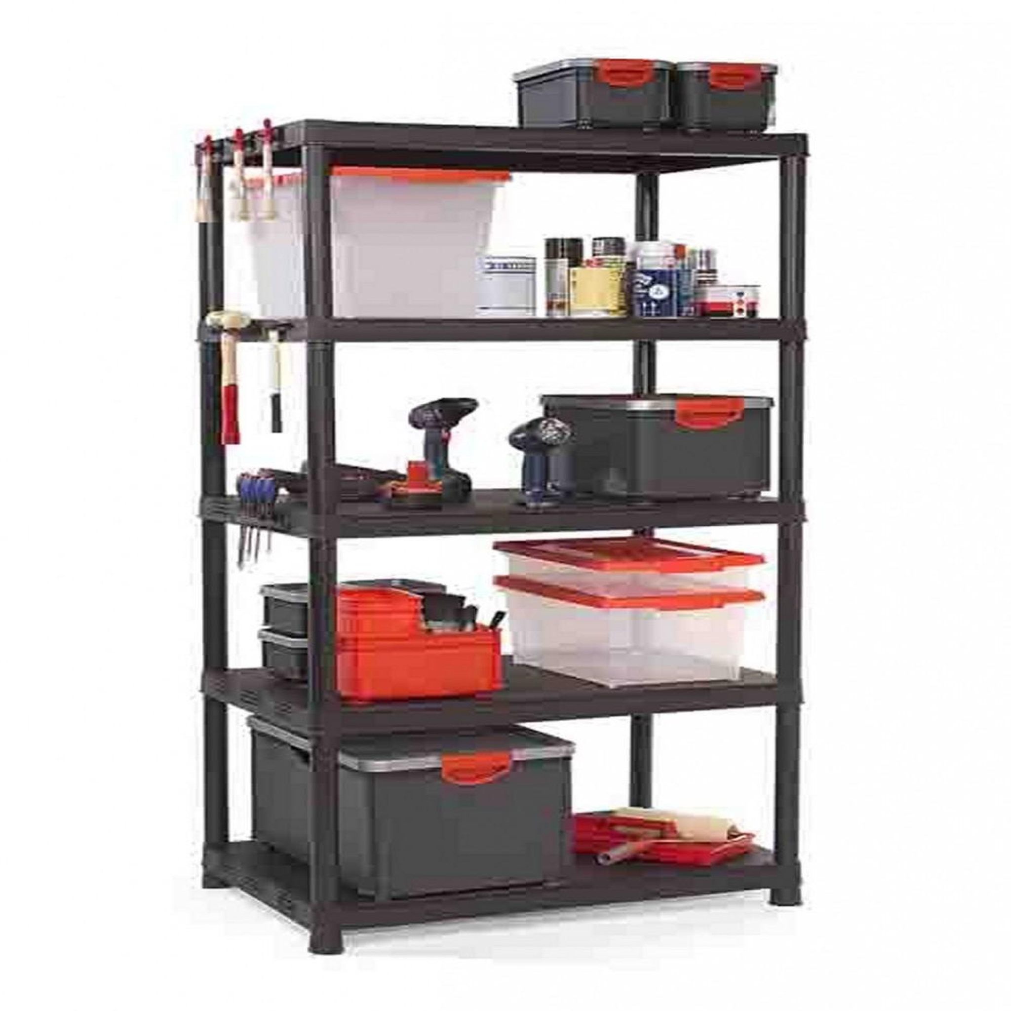 CENTRALE BRICO Etagère résine KIS, 5 tablettes, noir l90xH187xP60 cm