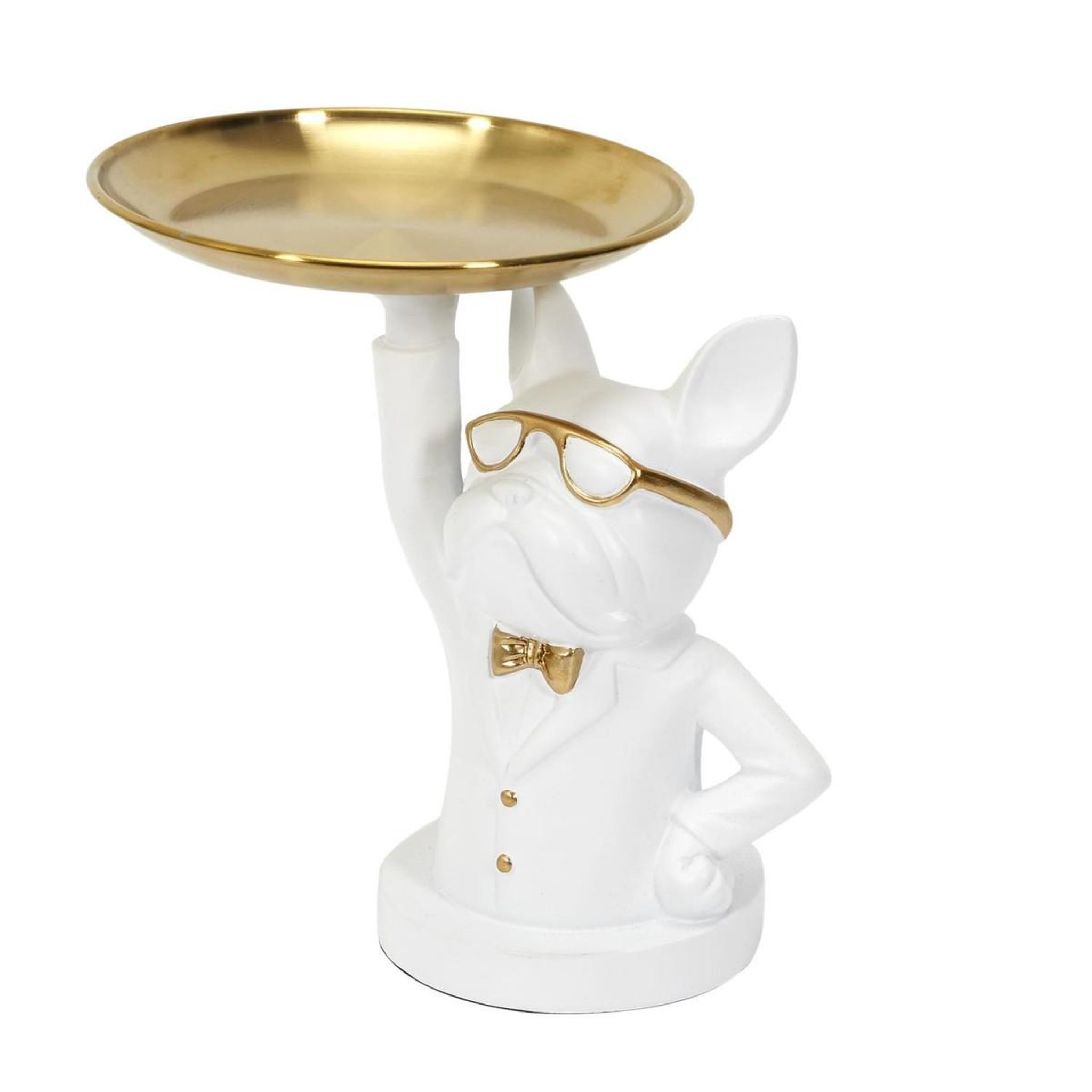 The Home Deco Factory Statuette & vide-poche  bulldog ii  21cm blanc