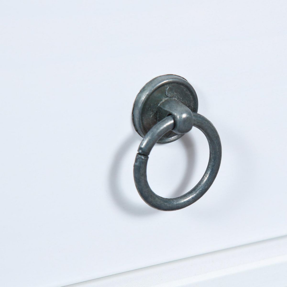 Table basse rectangulaire en bois massif 2 tiroirs plateau verre L115cm CASSIS