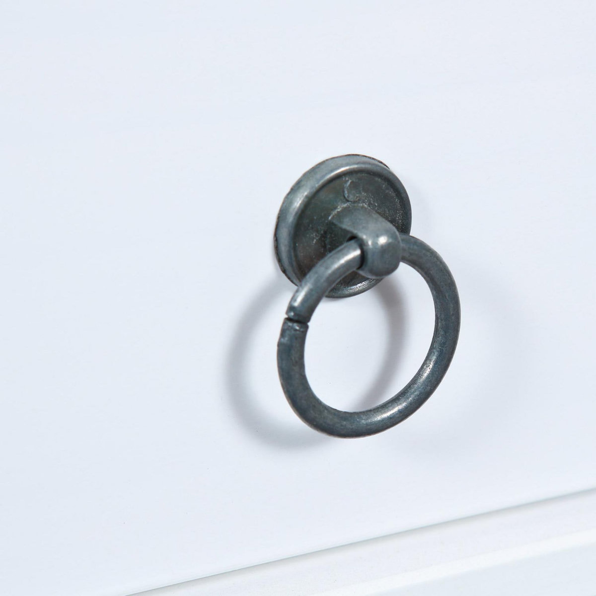 Table basse rectangulaire en bois massif 2 tiroirs plateau verre L115cm CASSIS