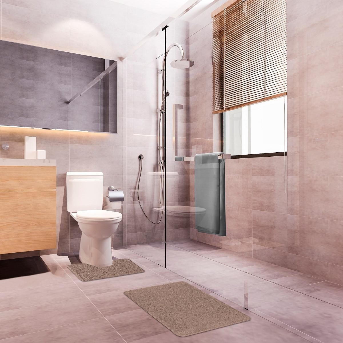 GUY LEVASSEUR Lot de 2 tapis de bain polyester 50x80cm + 50x40cm 50x80cm