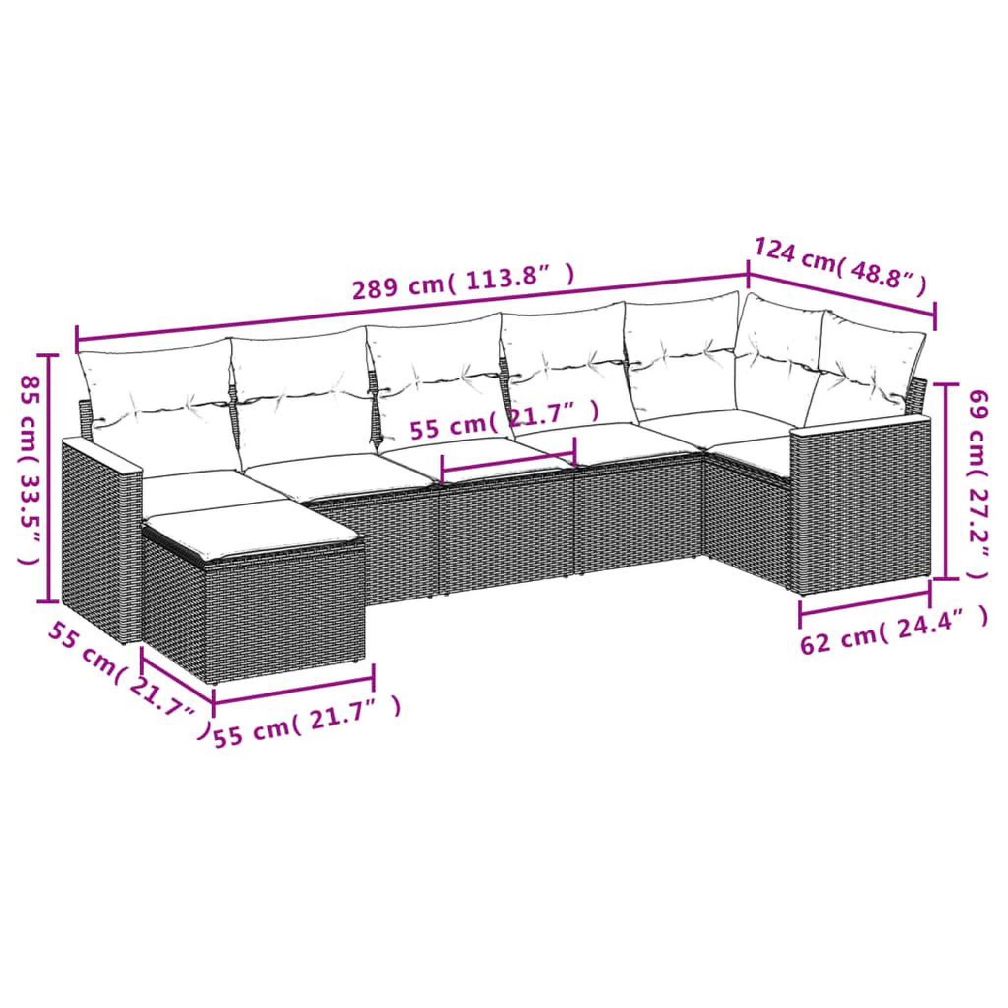 Voir la diapositive 4 : VIDAXL Salon de jardin avec coussins 7 pcs beige resine tressee