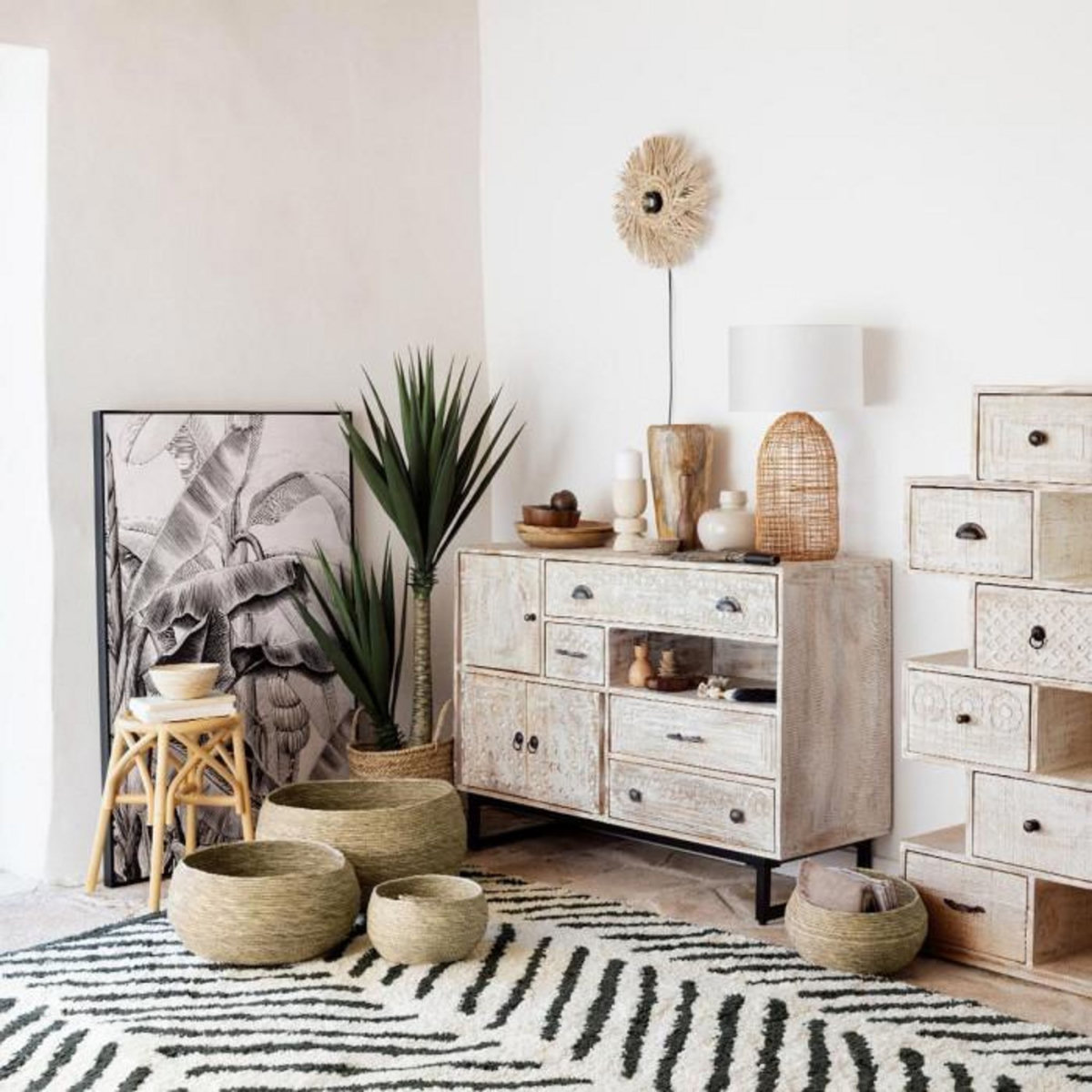 ATMOSPHERA Applique Murale en Roseau  Tea  34cm Beige