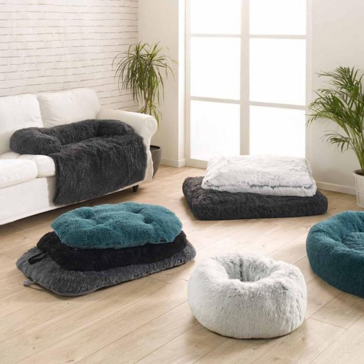 Paris Prix Coussin pour Chien & Chat  Fluffy  87cm Blanc Chiné