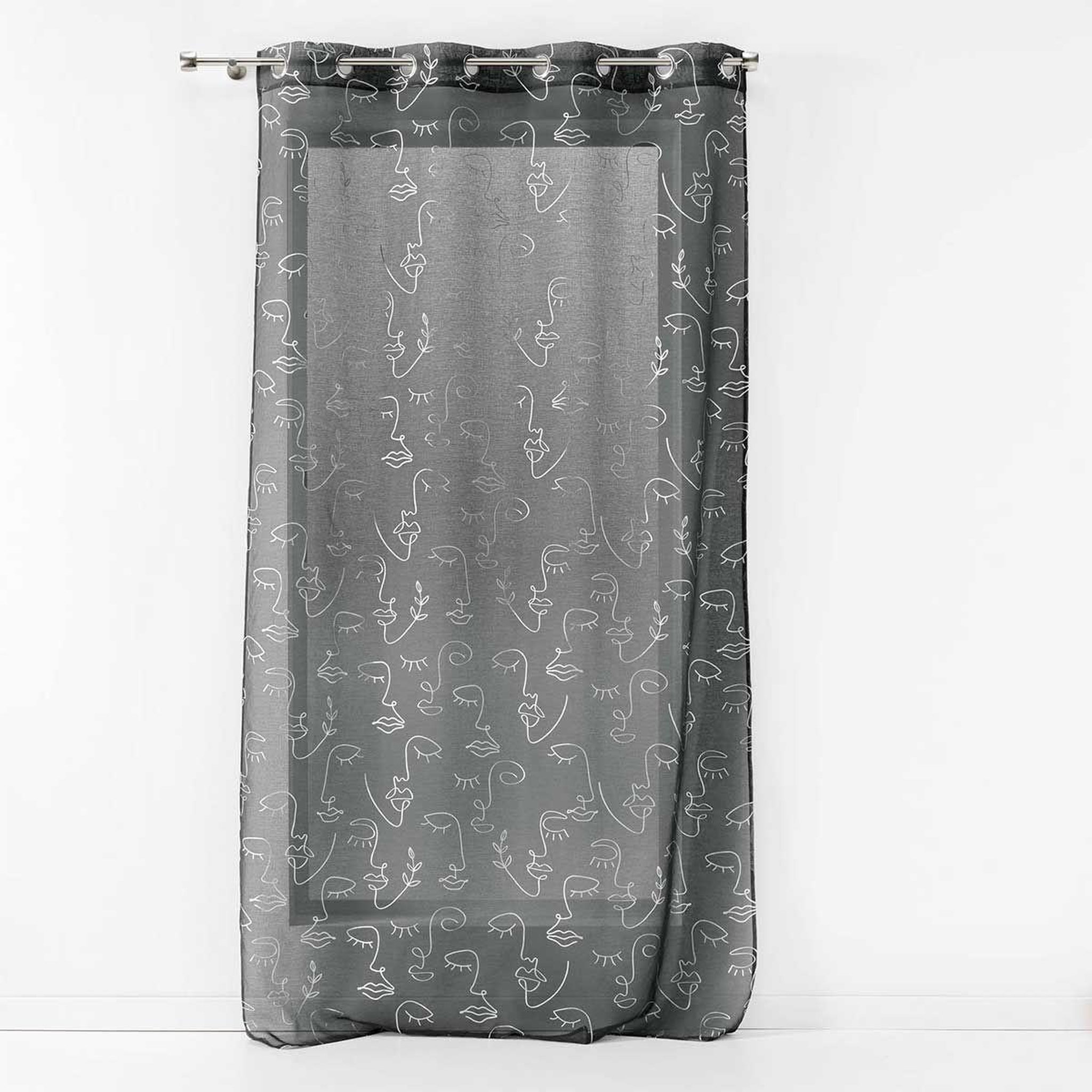 Douceur d'Intérieur Rideau voilage à œillets  arty line  140x240cm anthracite & argent