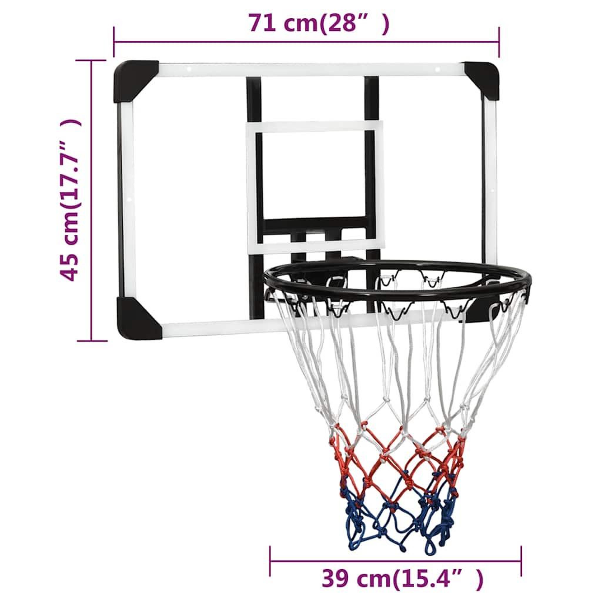 Voir la diapositive 6 : VIDAXL Panneau de basket-ball Transparent 71x45x2,5 cm Polycarbonate