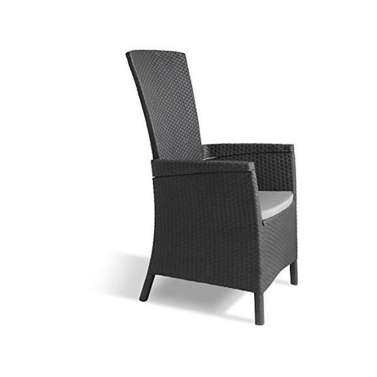 Keter Fauteuil de jardin - KETER - Vermont - Résine imitation rotin tressé - Gris graphite - Dossier inclinable - 64 x 68 x 107 cm