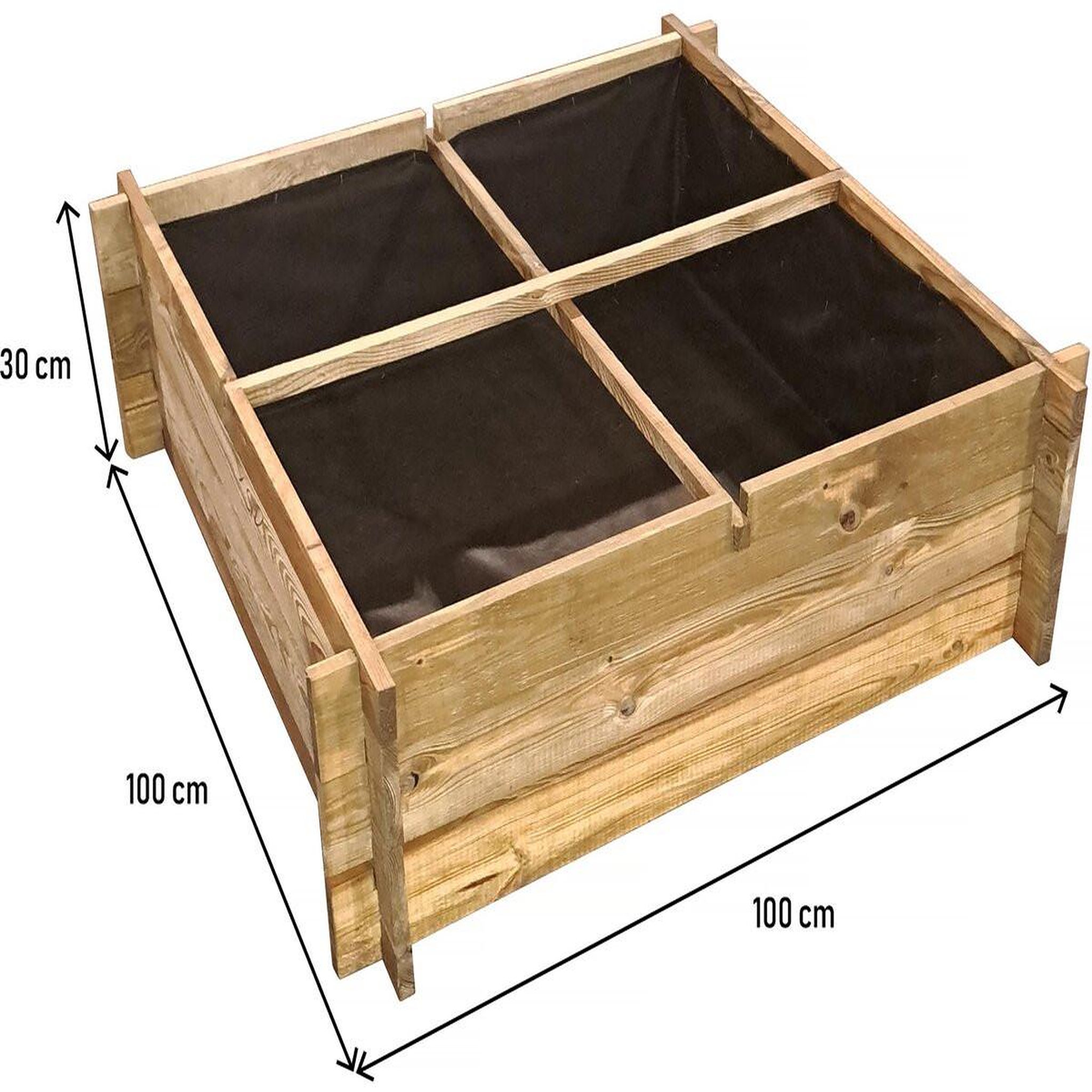 Voir la diapositive 2 : Habitat et Jardin Carré potager en bois  aroma  - 100 x 100 x 30 cm